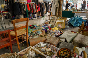 summer flea market in the Marais district in Paris , France