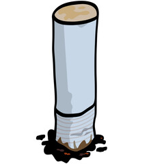 Cigarette Butt Illustration Vector Drawing