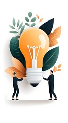 Two Businessmen Collaborate on a Giant Lightbulb Idea Infographic