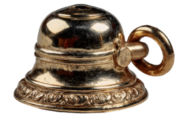 Gold Bell Pendant Antique Style Ornate Detail Jewelry Charm Luxury Accessory