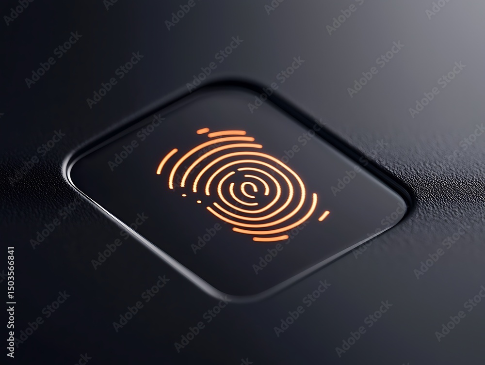 Poster digital fingerprint interface in 3d perspective