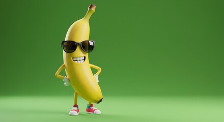 Cool Banana Character 3D Render