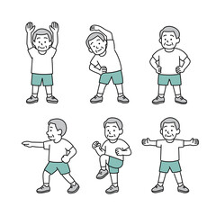 シニア男性のウェイトトレーニングポーズセット