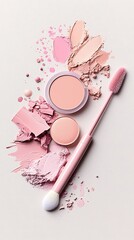 Pink and Peach Makeup Products Flatlay