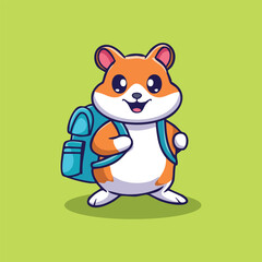 Adorable Hamster Backpacker Cute Cartoon Illustration