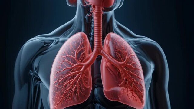 Human Respiratory System Animation Displaying Lung Structure Anatomy
