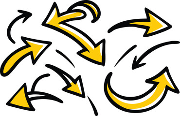 Hand-Drawn Yellow Arrows A Collection of Doodle Style Arrow Designs