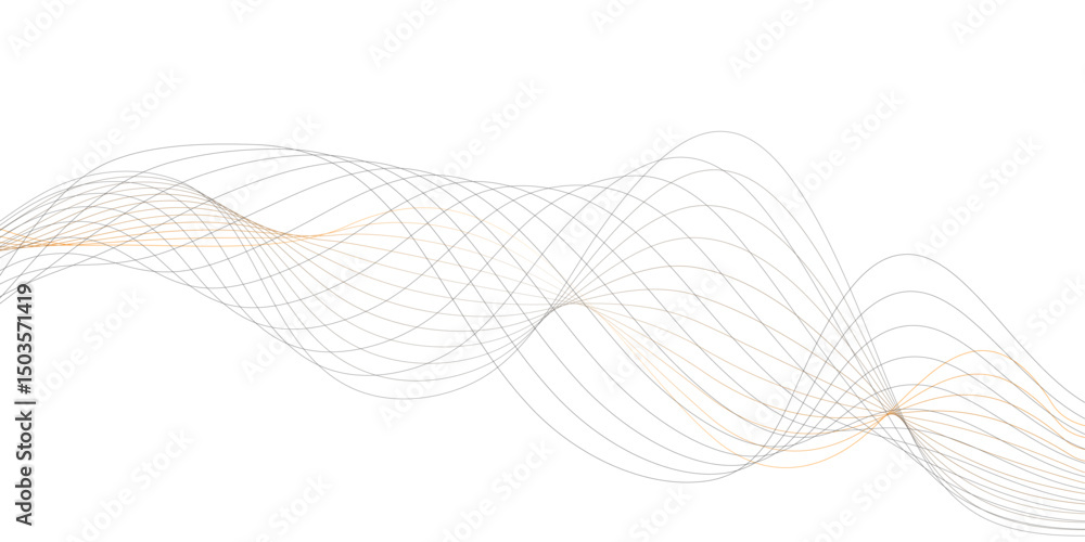 Aufkleber abstract featuring multiple thin brown wavey lines forming a wave pattern on a white background.