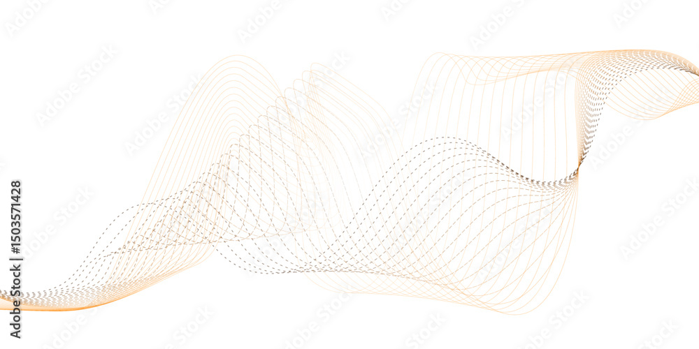 Aufkleber abstract featuring multiple thin brown wavey lines forming a wave pattern on a white background.