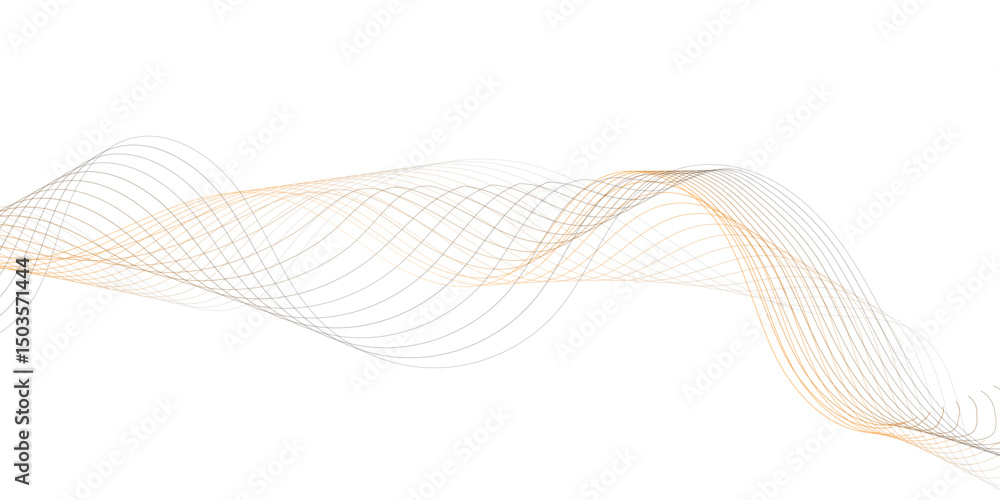 Aufkleber abstract featuring multiple thin brown wavey lines forming a wave pattern on a white background.