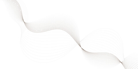 Abstract  featuring multiple thin brown wavey lines forming a wave pattern on a white background.