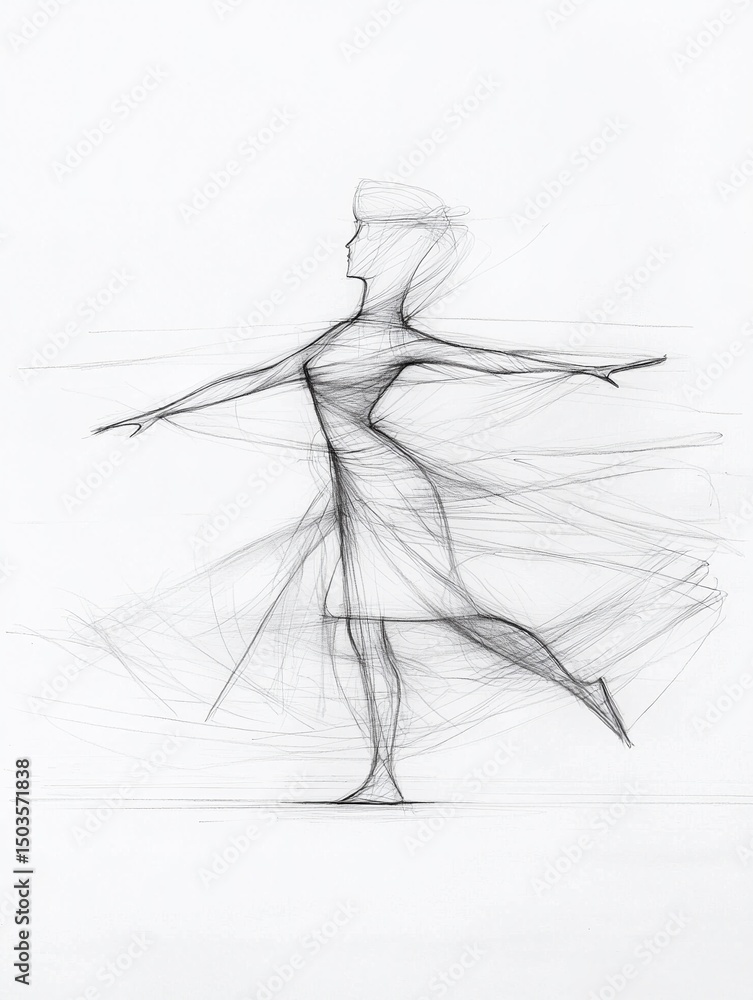 Poster dynamic charcoal sketch of a dancer in motion