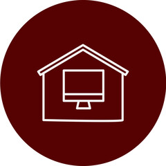 Work From Home Vector Brown Circle Icon Design