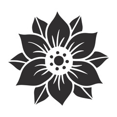 Geometric Minimalist Black and White Flower Icon
