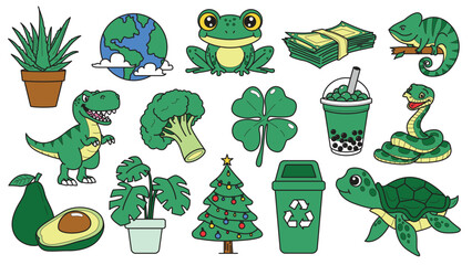 Vector Set of GREEN Color Objects