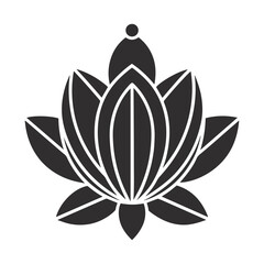 Minimalist Geometric Black and White Lotus Digital Art