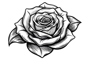 Elegant black and white rose illustration floral design