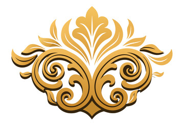 Elegant golden floral damask ornament design element