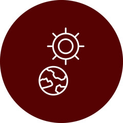 Earth with Sun  Vector Brown Circle Icon Design