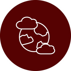 Earth with Cloud  Vector Brown Circle Icon Design
