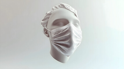 Medical Mannequin Wearing Surgical Mask and Bouffant Cap Healthcare Safety Concept