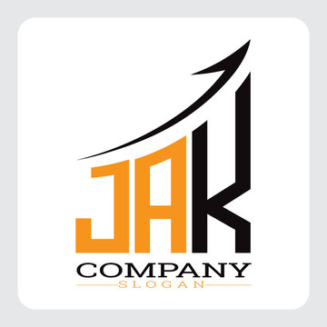 JAK Company Logo Design Growth vector, JAK Upward Arrow Business Success Logo vector, JAK Corporate Branding Logo , JAK logo design, JAK simple and modern logo, JAK business finance logo design, etc.