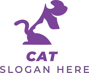 Bold and Elegant Pet Head Vector &ndash; Cat and Dog in Bright Blue and Purple Tones