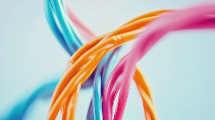 Colorful intertwined wires close up in abstract composition
