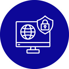 Internet Vector Line Blue Circle Icon Design