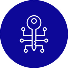 Key Vector Line Blue Circle Icon Design