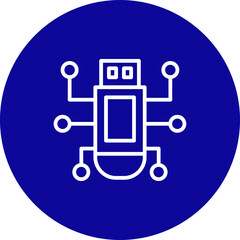 Usb Vector Line Blue Circle Icon Design