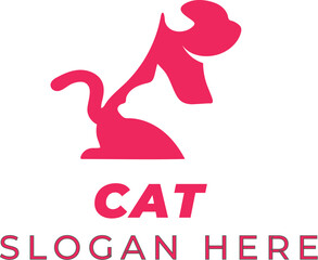 Feminine and Bold Pink Pet Head Vector – Eye-Catching Cat and Dog Design