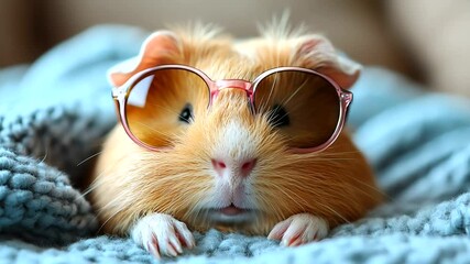 Guinea pig wearing sunglasses