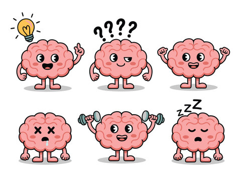 Funny Brain Character Set &ndash; Emotions and Expressions Pack