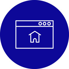 Home Page Vector Line Blue Circle Icon Design for personal and commercial use