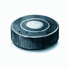 Classic Watercolor Style Ice Hockey Puck Illustration on White Background