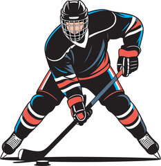 Hockey Ice Puck Player Sport Logo Sign Vector Graphic Silhouette Shape Clipart Digital Art Illustration