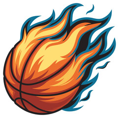 Basketball Flame Fire Orange Ball Sport Vector Graphic Silhouette Shape Clipart Digital Art Illustration