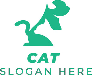 Elegant Teal Animal Vector &ndash; Modern and Relaxing Cat and Dog Head Illustration