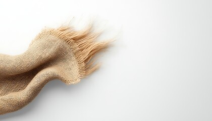 Beige Wool Scarf for Draped, White Background.
