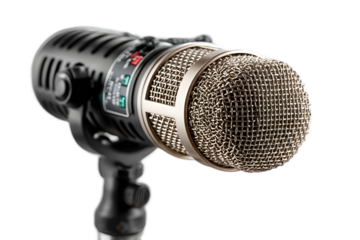Studio microphone closeup professional audio equipment recording podcasting singing