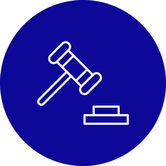 Law Vector Line Blue Circle Icon Design