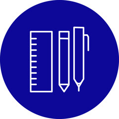 Stationery Vector Line Blue Circle Icon Design
