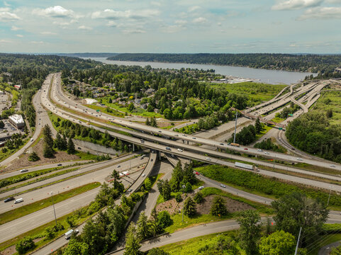 Traffic Flow at I-405 and I-90 Interchange in Washington
