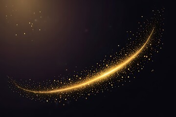 Abstract golden light trail with sparkling dust