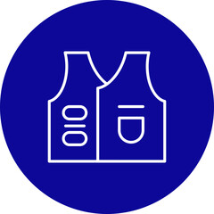 Vest Vector Line Blue Circle Icon Design