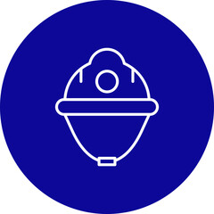 Helmet Vector Line Blue Circle Icon Design