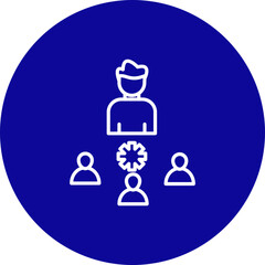 Human Resources Vector Line Blue Circle Icon Design