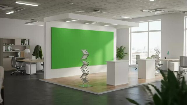 Room with green screen and modern design