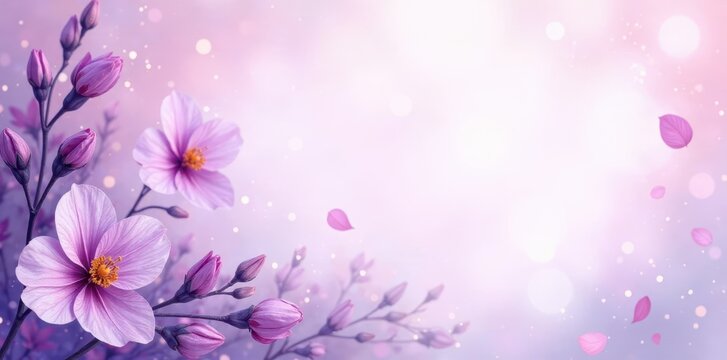 Subtle purple watercolor floral design, funeral program template, pretty, purple floral, beautiful